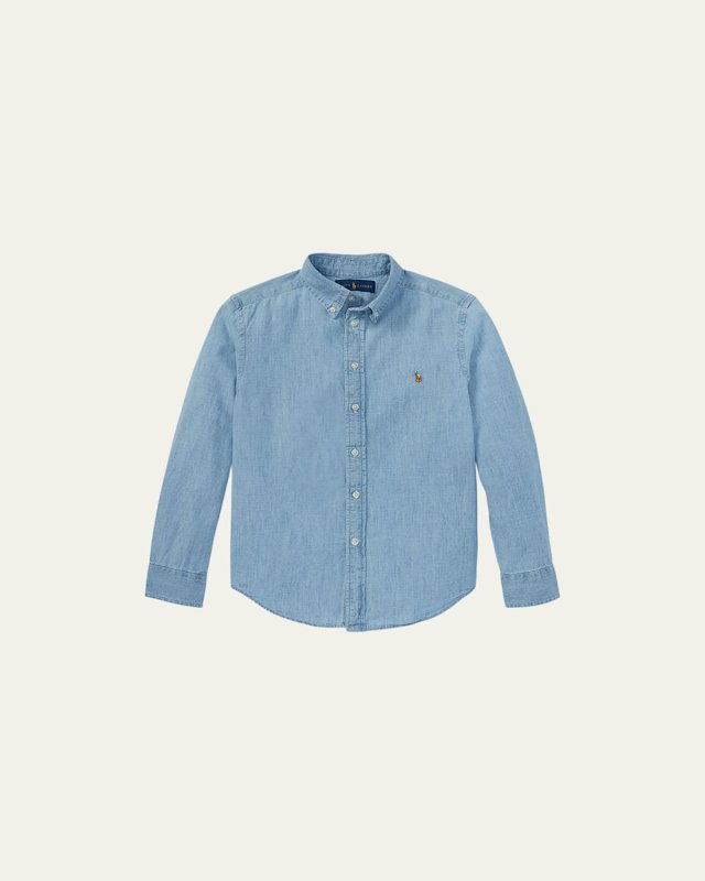 Boy's Woven Chambray Shirt, Size S-X